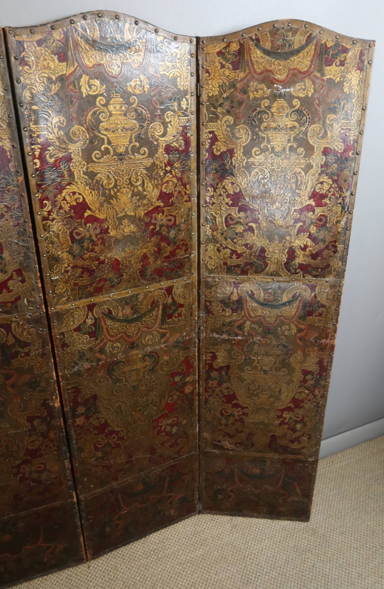 17th-century Cordoba leather screen