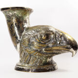 Ancient Vase Rhyton Eagle Head in Silver Brass-1900s