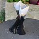 Double soliflore vase, vintage midnight blue glazed fish slurry
