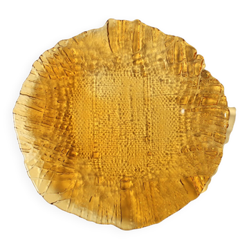 Plat ambre en jute par Pavel Panek / Union du verre / République tchèque / 1977