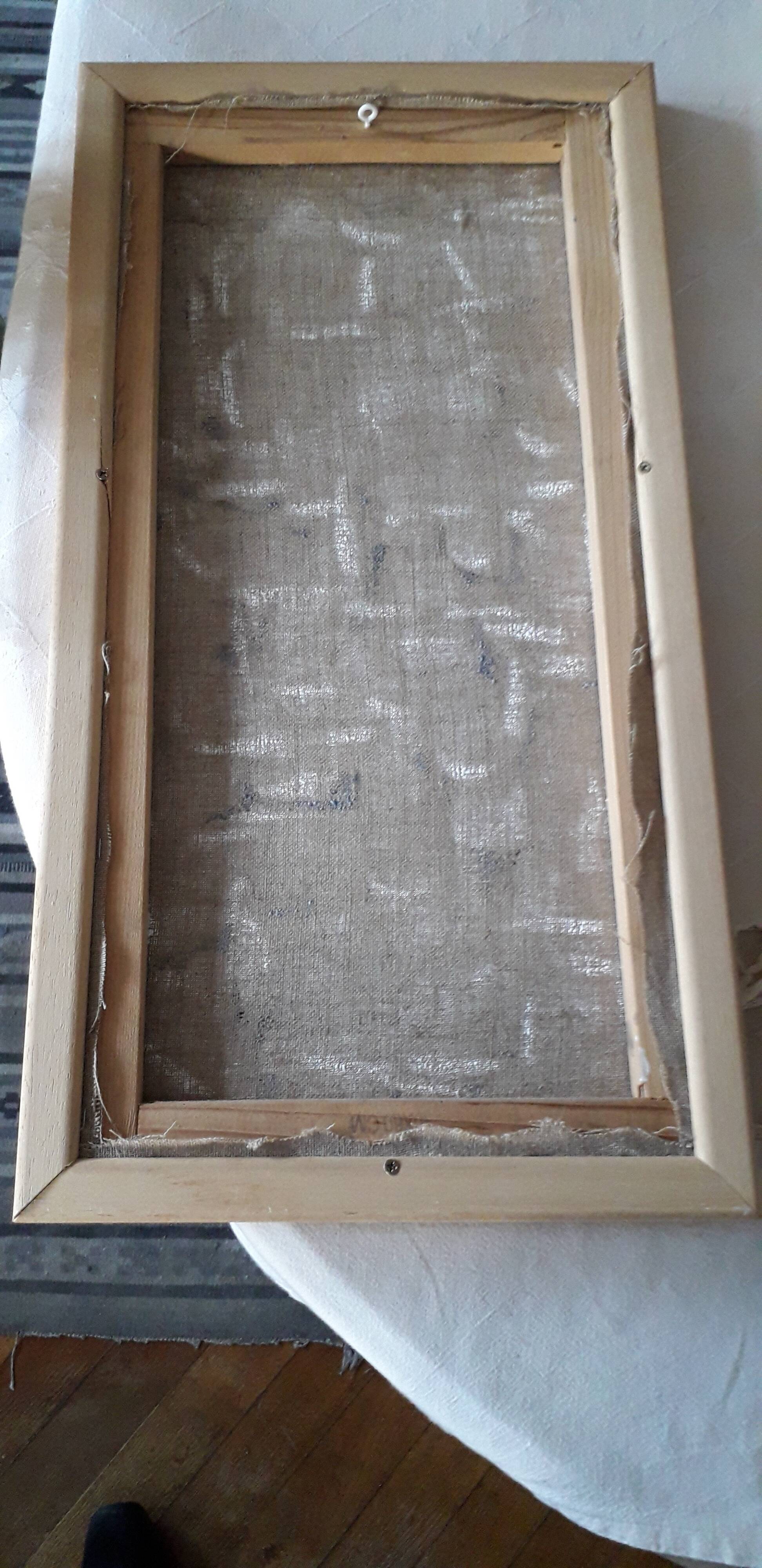 Old oil painting representing a bouquet of flowers