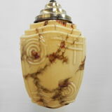 Art deco hanging lamp with marbled glass shade