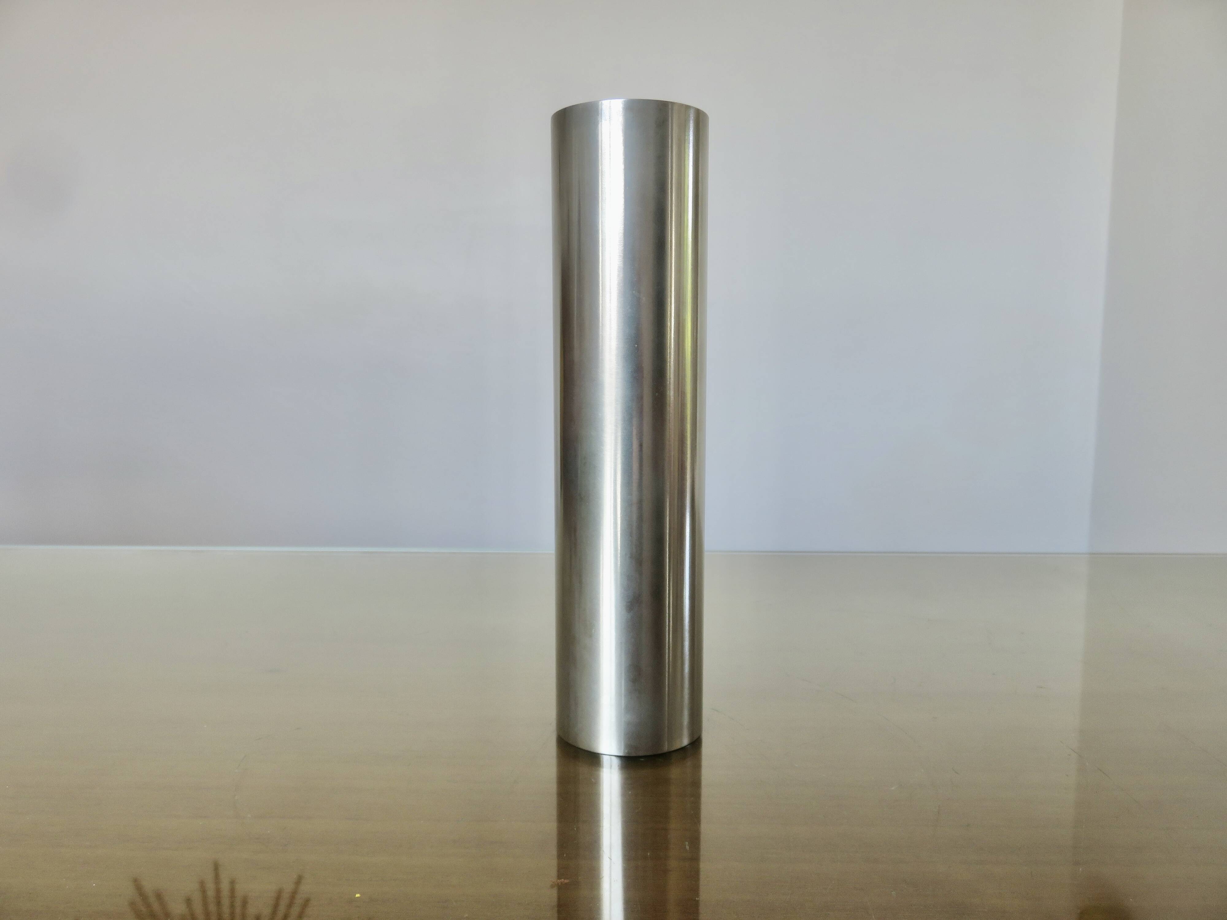 Minimalist "roll" soliflore vase in nickel-plated brass, 1970