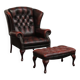 Fauteuil bergère et son repose-pied « Chesterfield »