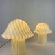 Mushroom table lamp by Peill and Putzler in striped glass, 1970.