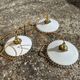 Trio vintage pendant light wavy opaline lampshade golden wires old light