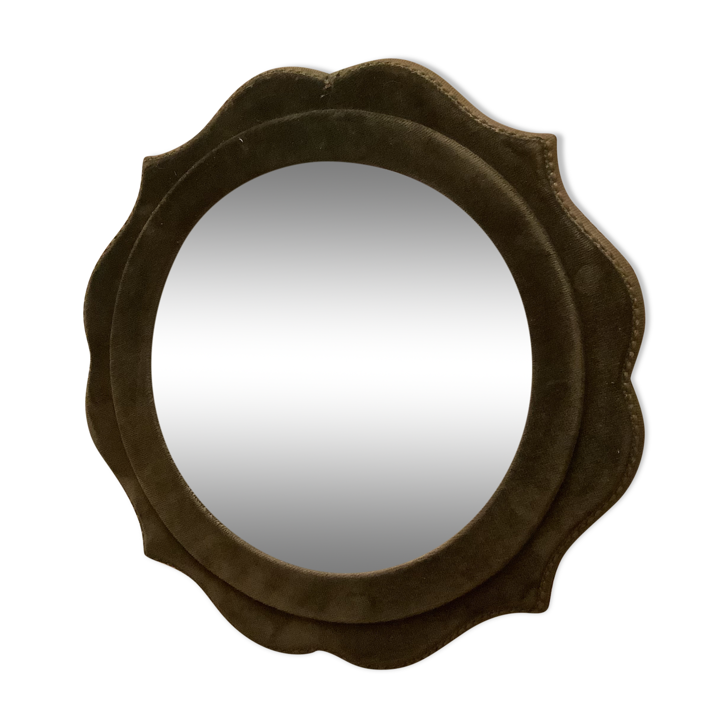 Old khaki green velvet mirror