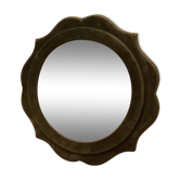 Old khaki green velvet mirror