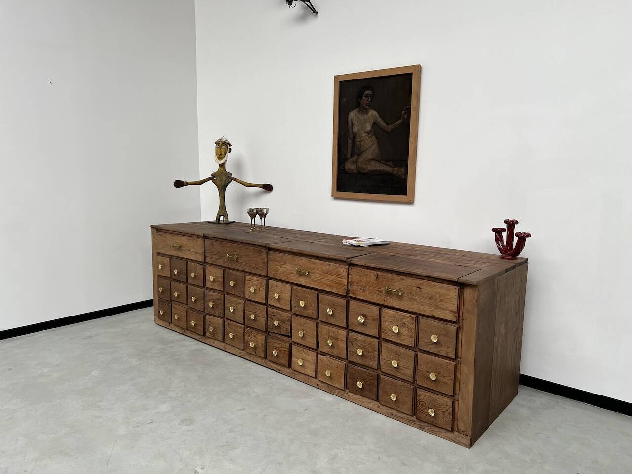 Old trade furniture with oak drawers XL format