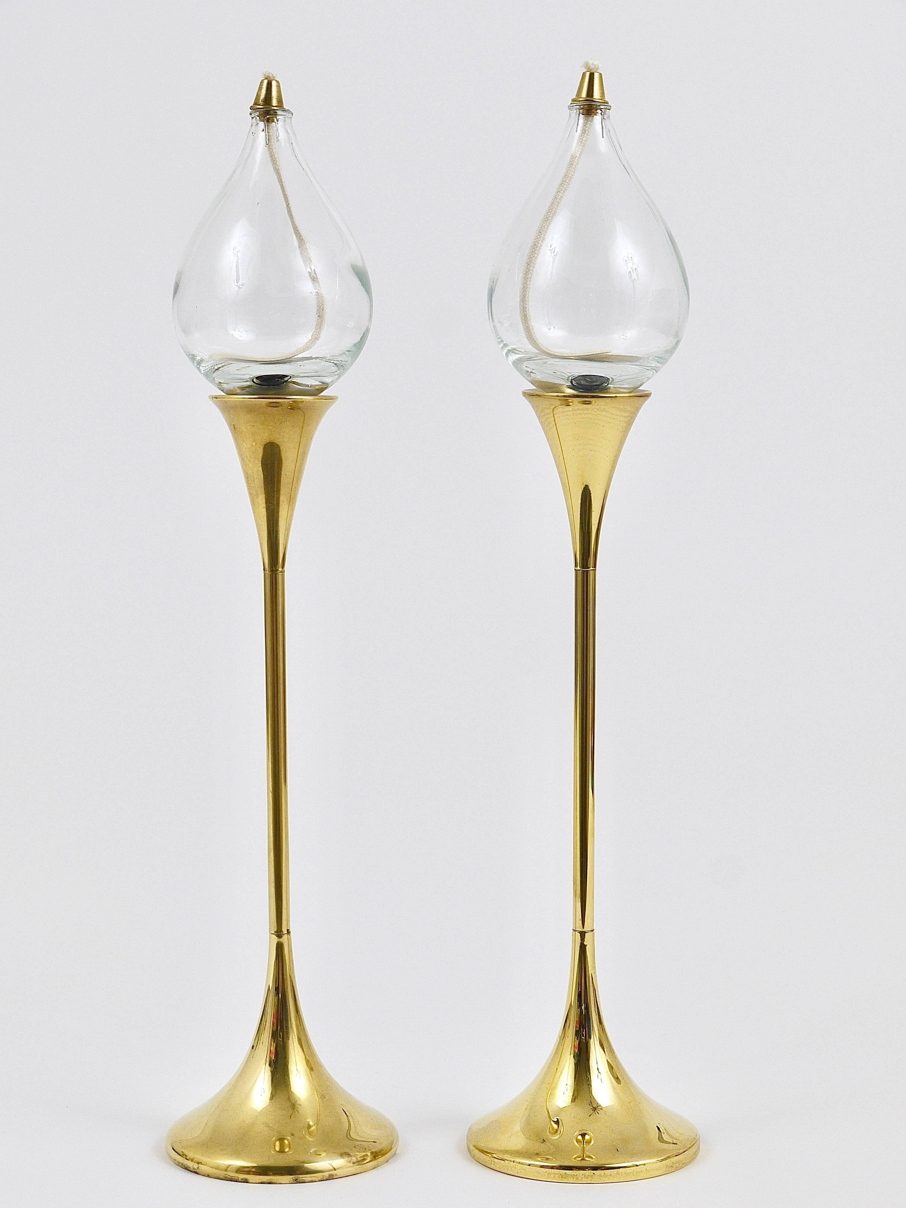 Deux grands porte-bougies à lampe à huile Freddie Andersen Midcentury, Danemark, années 1970