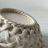 Woven white ceramic basket
