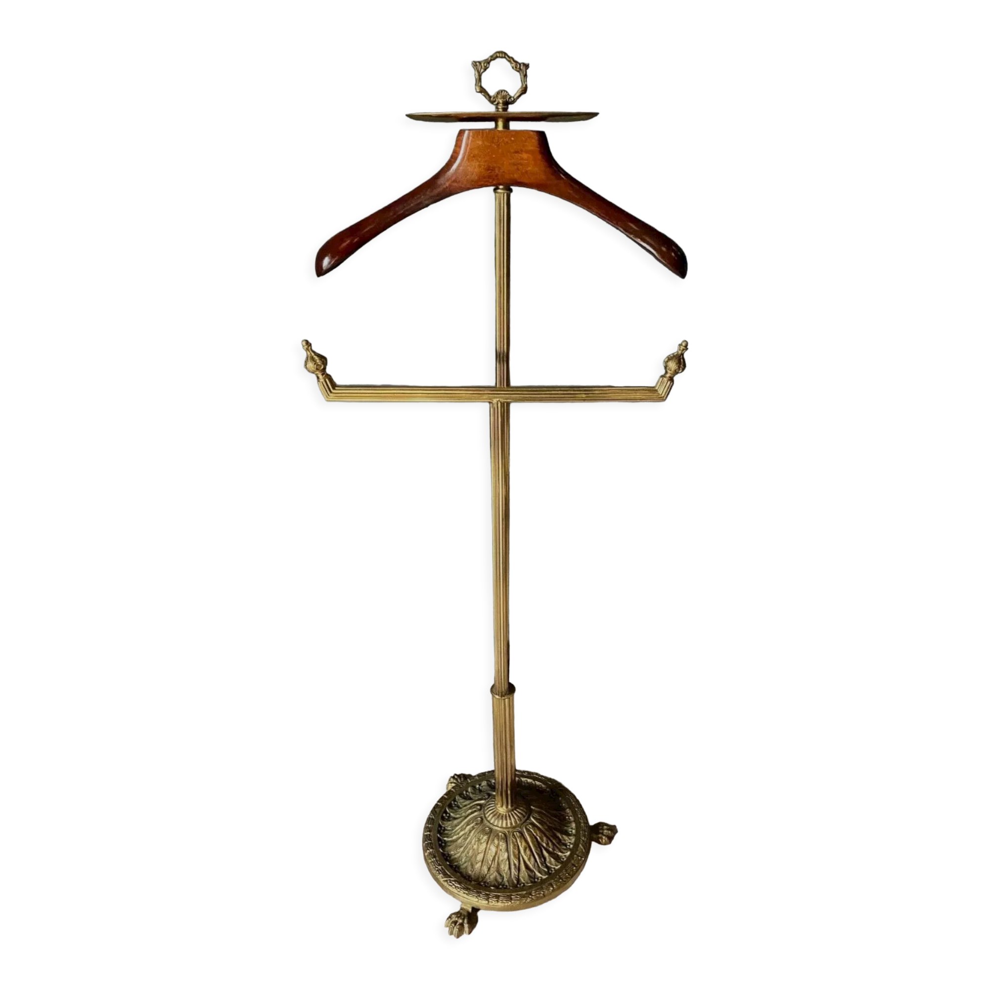 Valet de nuit travail français pieds griffes 1960 brass and wood