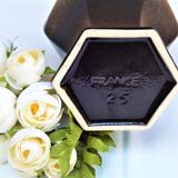 Hexagonal ceramic vase enamelled black France