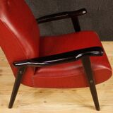 Italian design armchair in red faux leather from the 70s