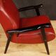 Fauteuil design italien en similicuir rouge des années 70