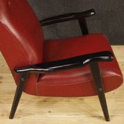 Italian design armchair in red faux leather from the 70s