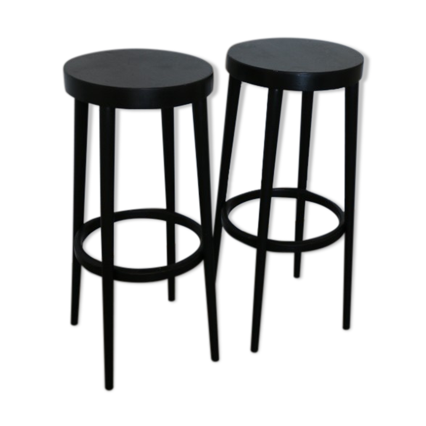 2 black baumann stools 785mm
