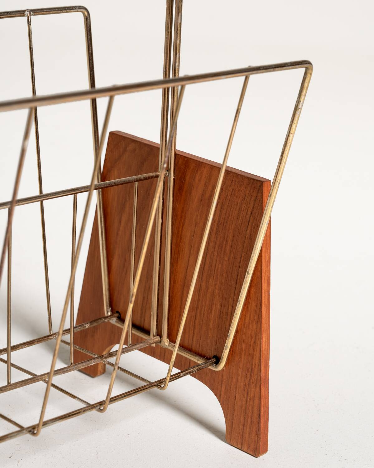 Scandinavian teak and metal magazine rack, 1960s