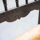 2 low bedroom chairs in hand-woven rice straw, 1950s/1960s