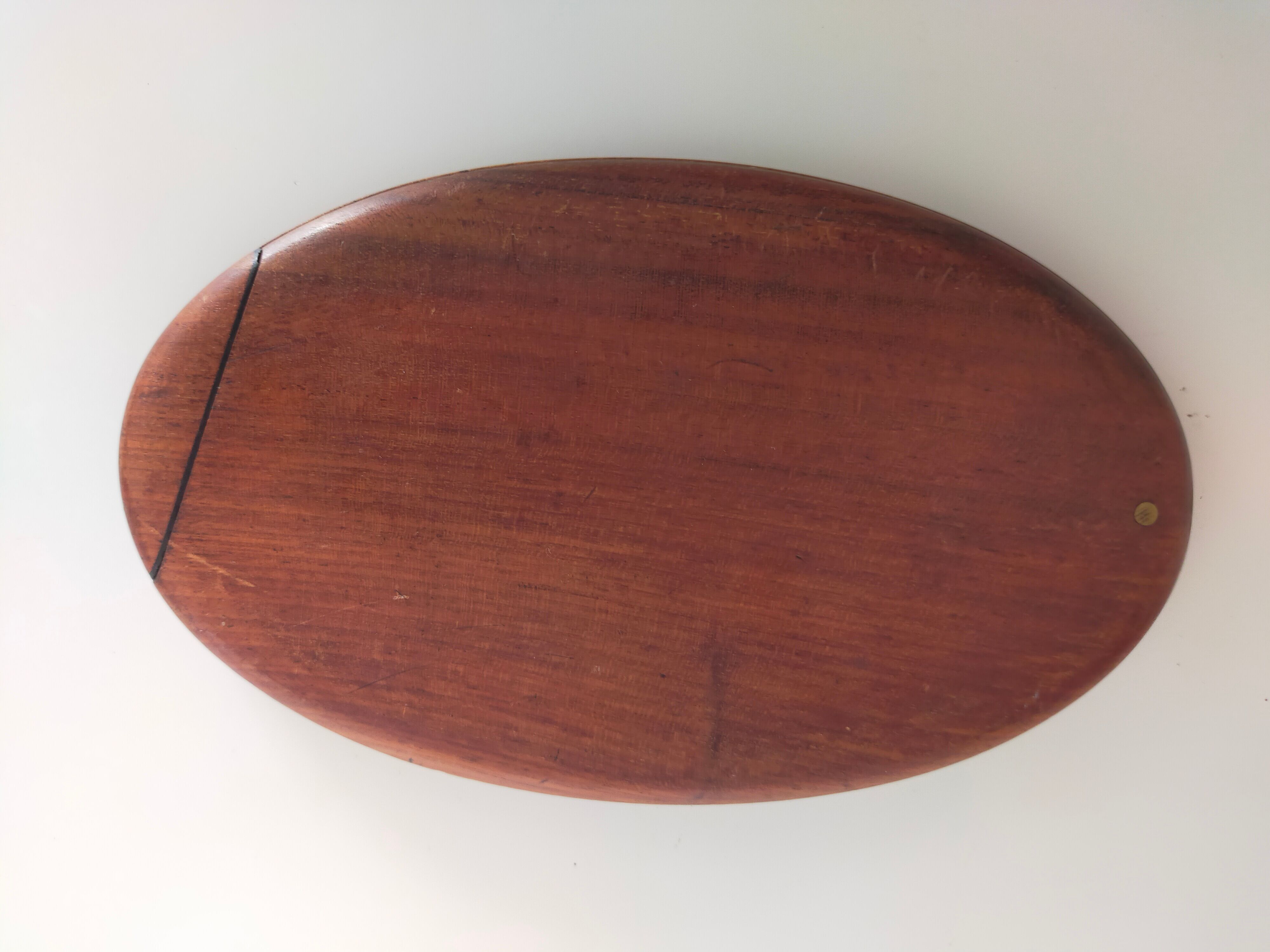 Vintage wooden travel mirror signed