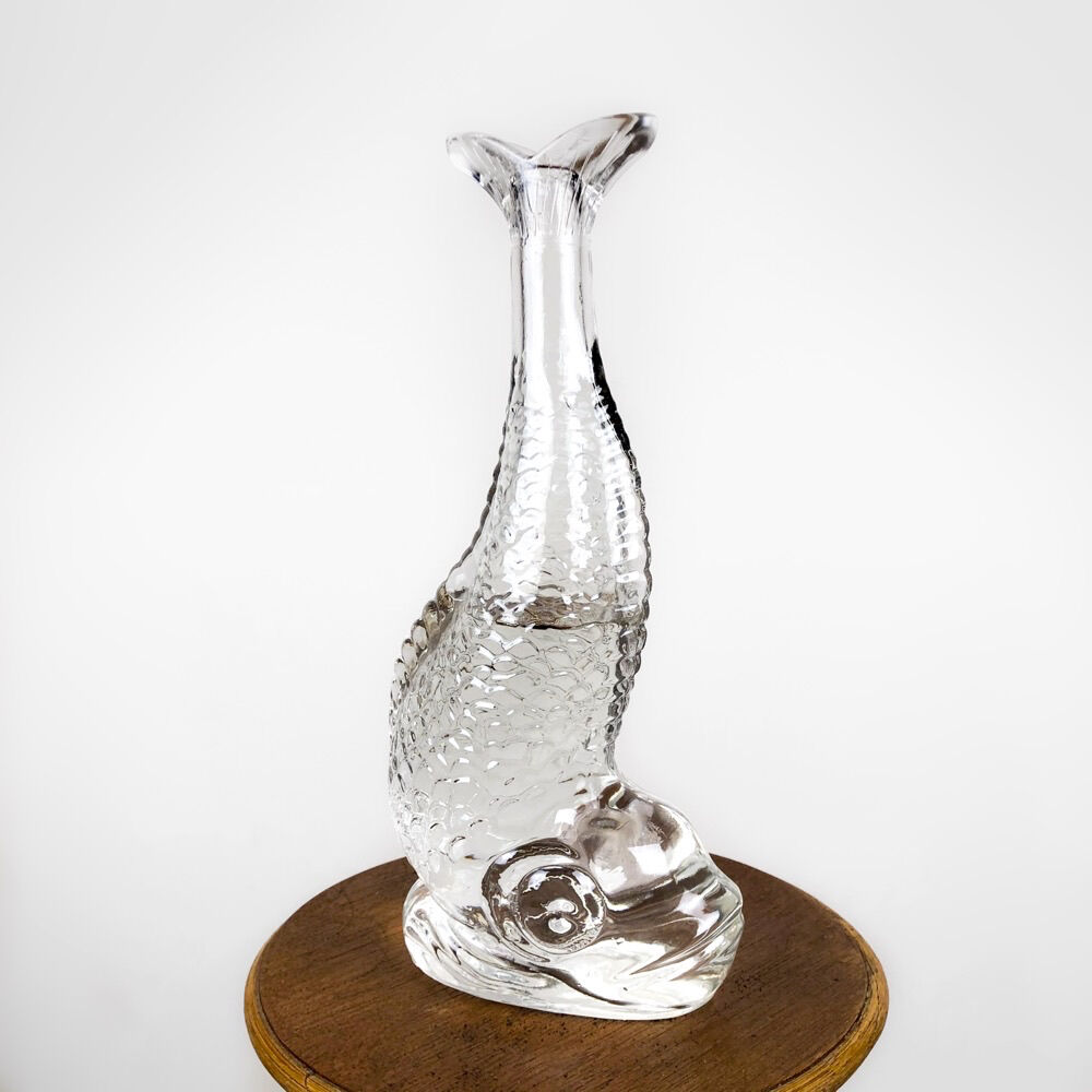 Zoomorphic carafe moulded pressed glass fish