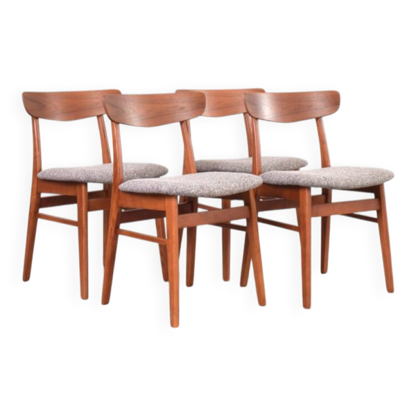 Chaises de salle à manger en teck et laine danois du milieu du siècle de Farstrup, années 1960, ensemble de 4