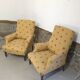 Pair of light mustard yellow English armchairs