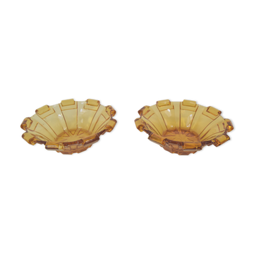 Set of two bowls/bohemia glass, 1950´s