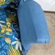 2-Seater Bench in Azure Blue Fabric – 1940s
