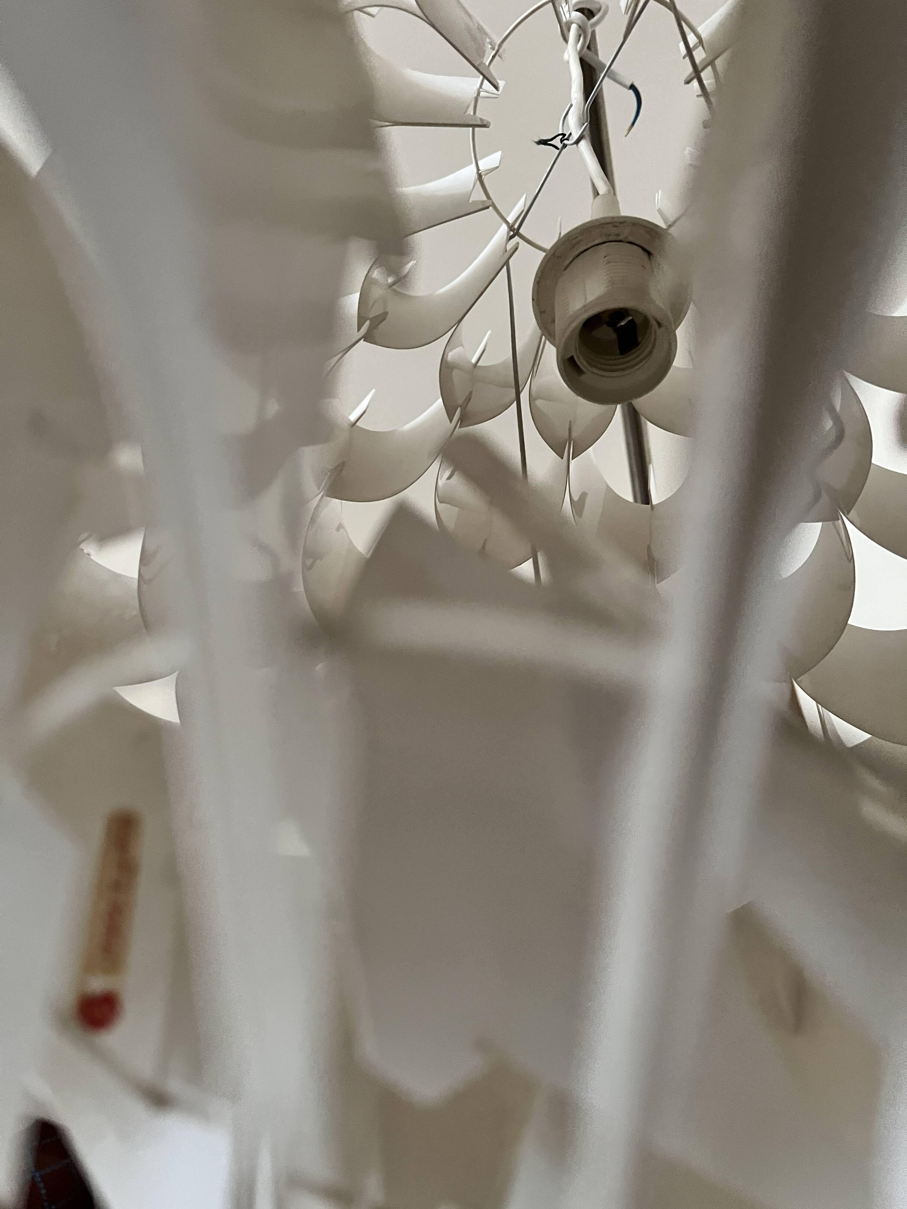 Rhythmic sculptural globe pendant light by H. Milanda, Scandinavian design, 1970