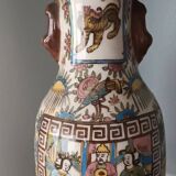 Vase iranien kadjar ancien balustre perse iznik faience émaillé polychrome xixe