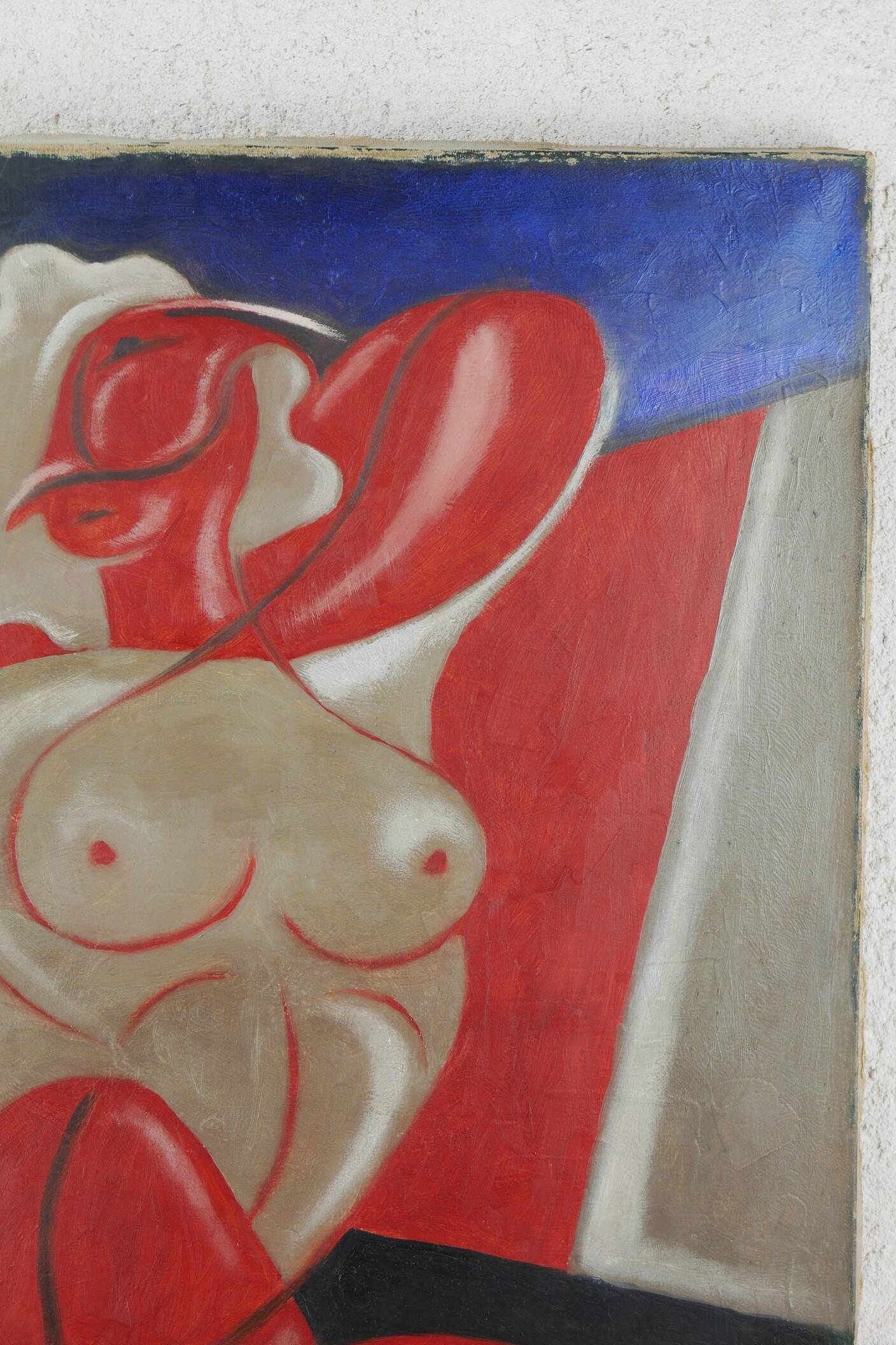 Tableau "Nude Cubist" HST signed Gleyse