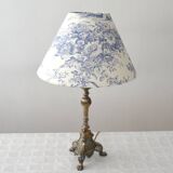 Abat-jour toile de Jouy fleurs bleus