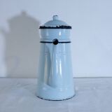 Cafetière ancienne en métal vert d'eau