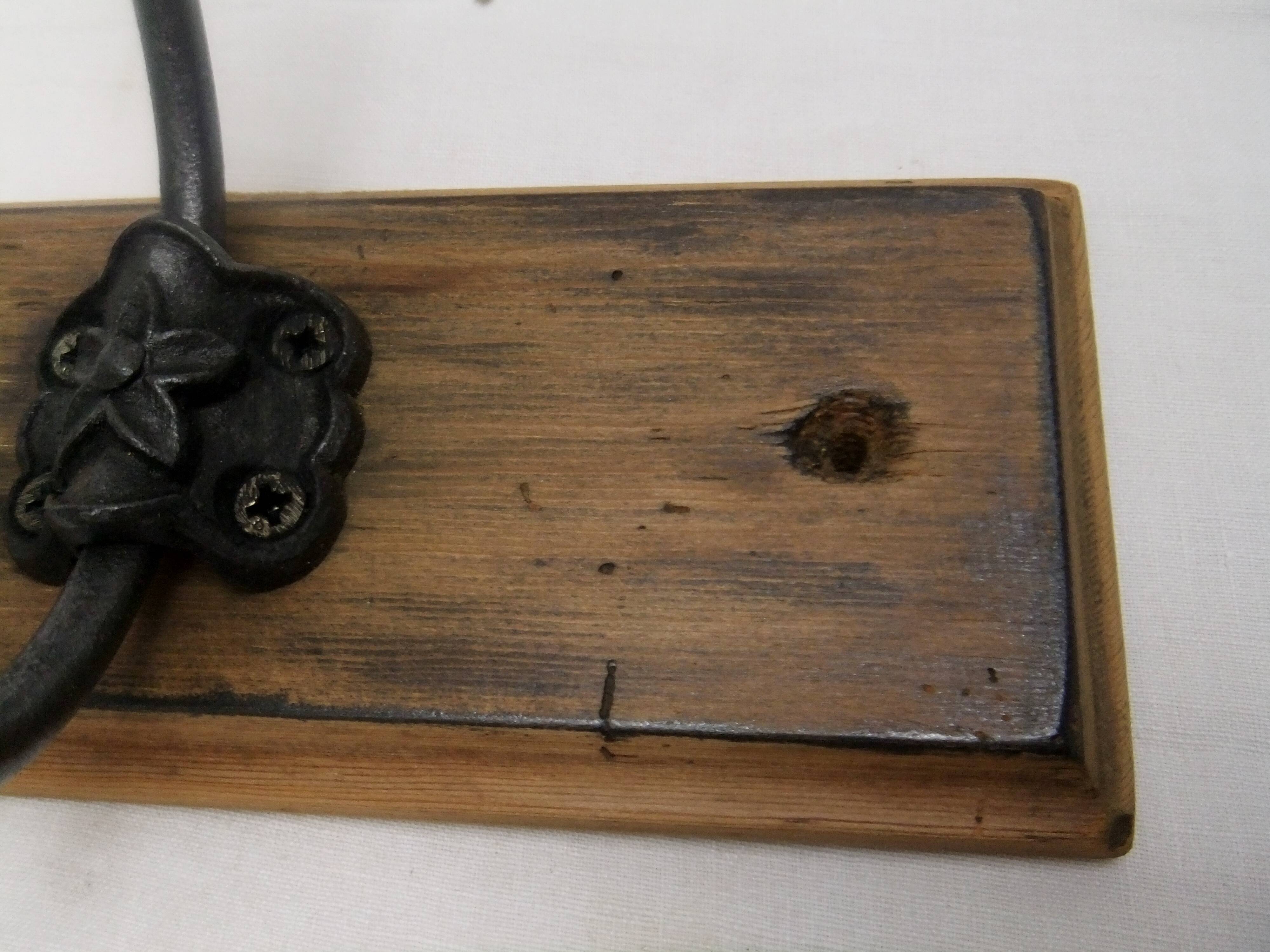 Wall coat rack hook wrought iron wood