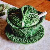 Small soup tureen in cabbage barbotine