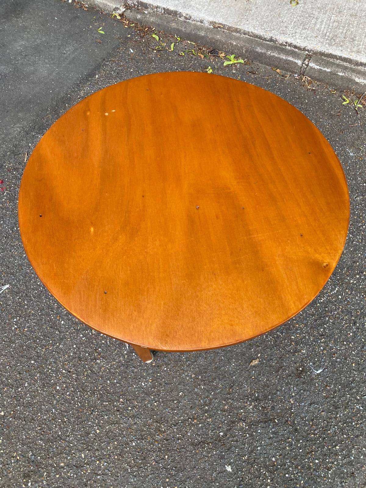 1960s Scandinavian round wooden side table