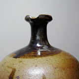 Ancient cruche from the 19th-20th century, artisanal glazed stoneware from Puisaye.