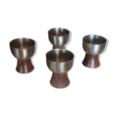 Polished stainless steel coquetiers - wooden feet