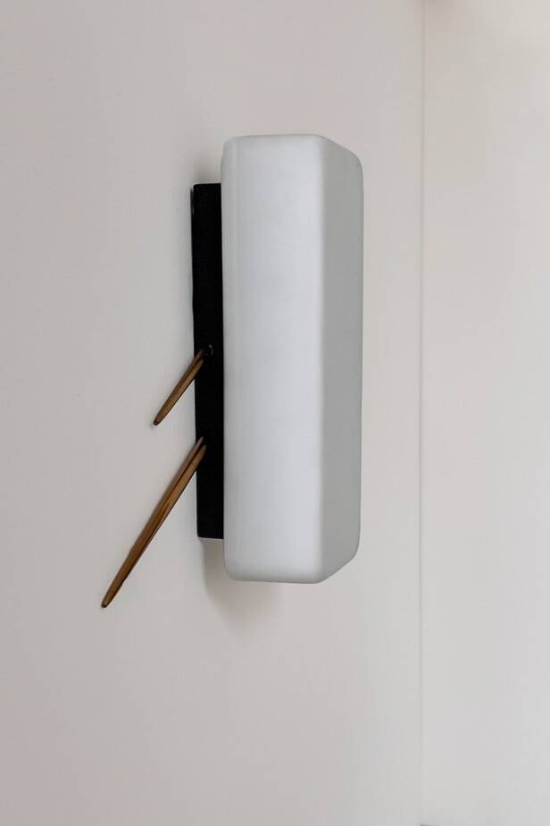 Vintage wall light, brass and opaline, France, 1960.