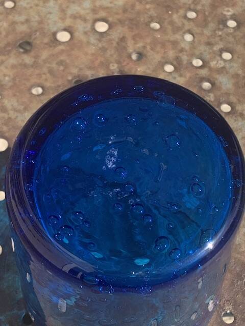 4 verres à whisky en verre souffle bleu cobalt