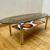 Vintage coffee table in smoked glass and ceramic