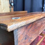 Wooden school desk with integrated bench, France, 1950s