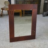 1950s modernist mahogany veneer mirror