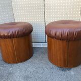 Pair of round poufs from the 1970s