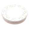 6 assiettes creuses en porcelaine blanche à décor de feuillage