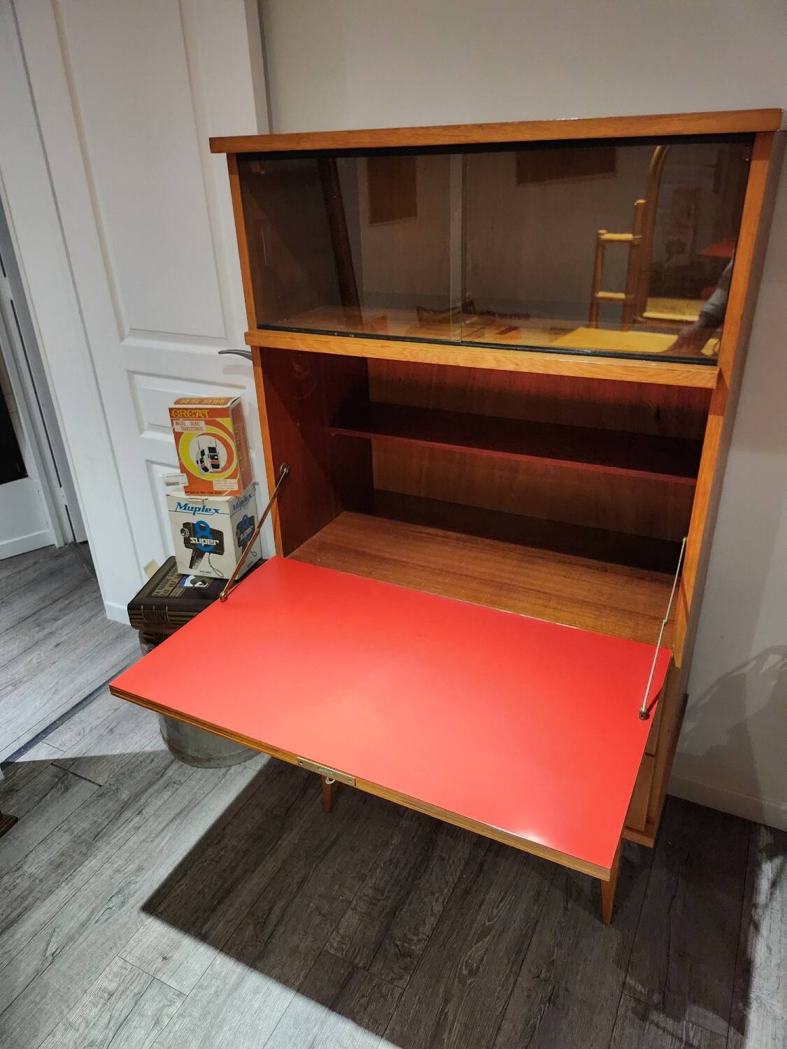 Vintage Scandinavian beech wood secretary
