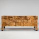 Werner Neumann sculptural birchwood sofa in birch bark and leather, The Netherlands