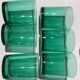 6 Verres à eau droits en verre vert hauteur 8cm