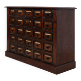 Apothecary Chest of Drawers, Solid Oak Wood, Restored, Early 20th Century